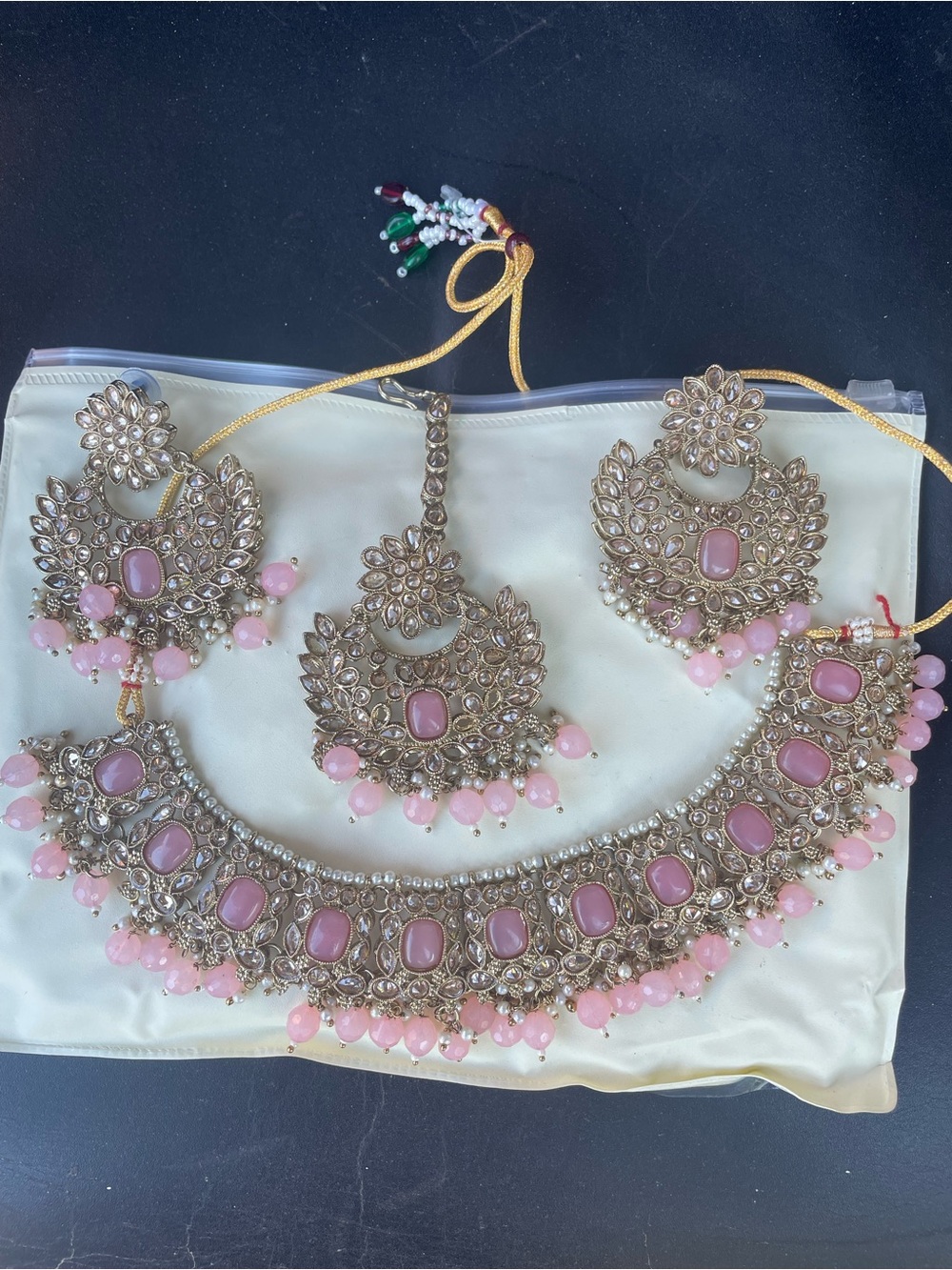 ✨ Stunning Blush Mauve/Pink Kundan Bridal Jewellery Set ✨